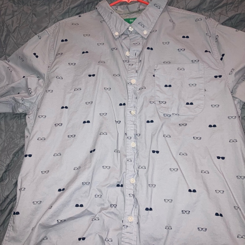 Casual Grey Shirt with Glasses Pattern